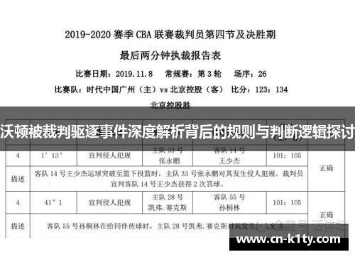 沃顿被裁判驱逐事件深度解析背后的规则与判断逻辑探讨